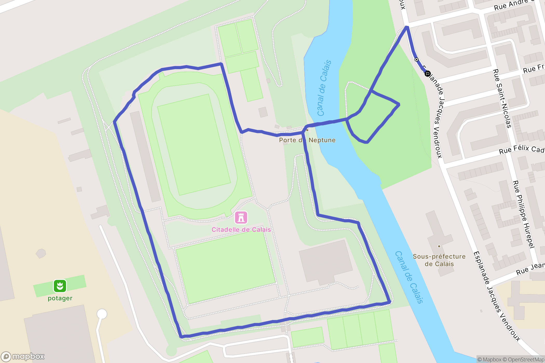 Calais : carte du parcours de randonnée - France