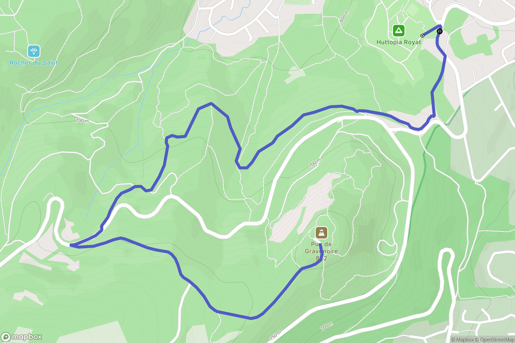 Royat : carte du parcours de randonnée - France