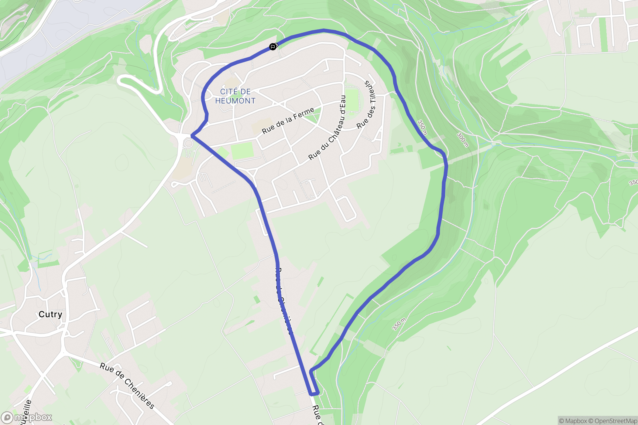 Réhon : carte du parcours de randonnée - France