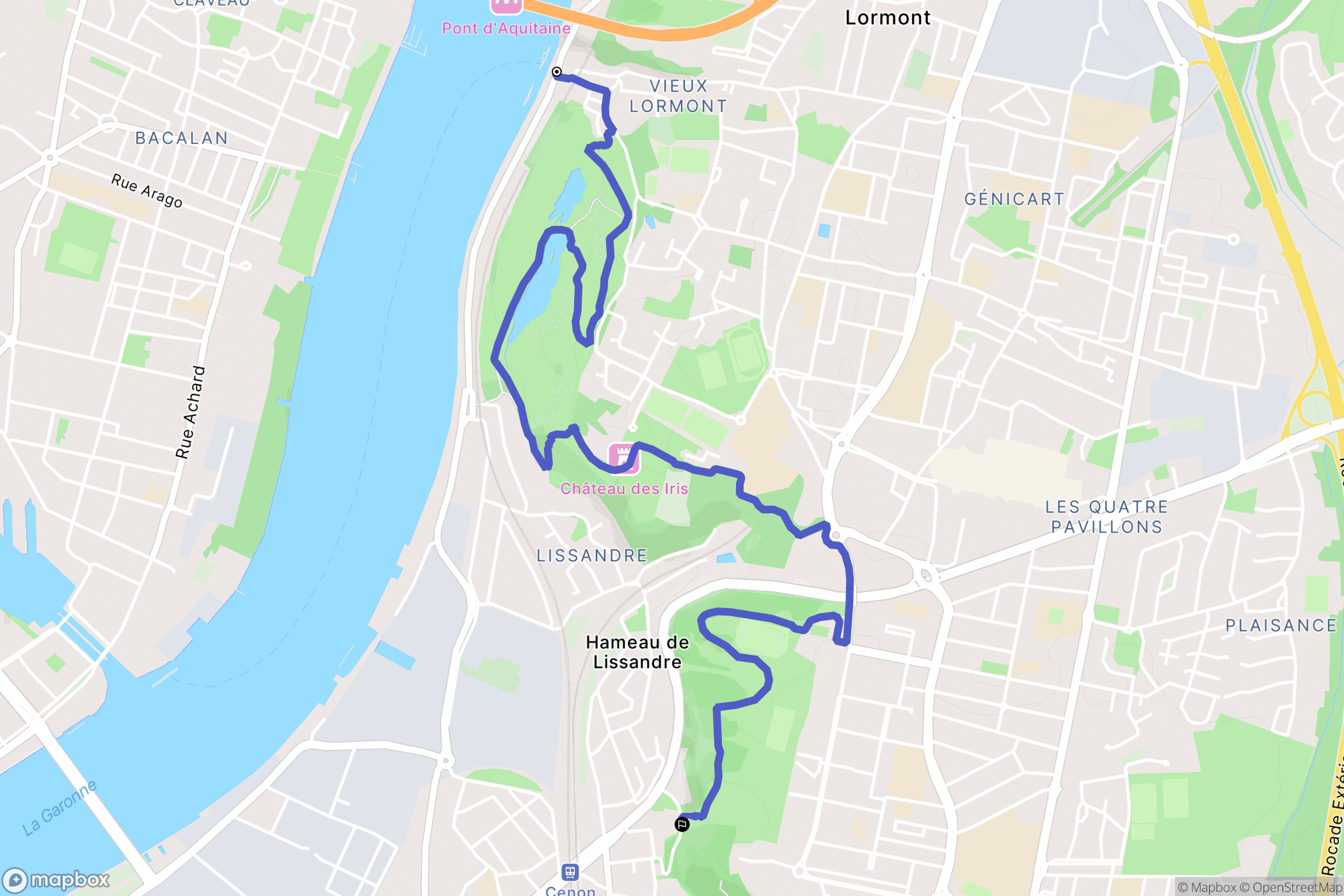 Lormont : carte du parcours de randonnée - France