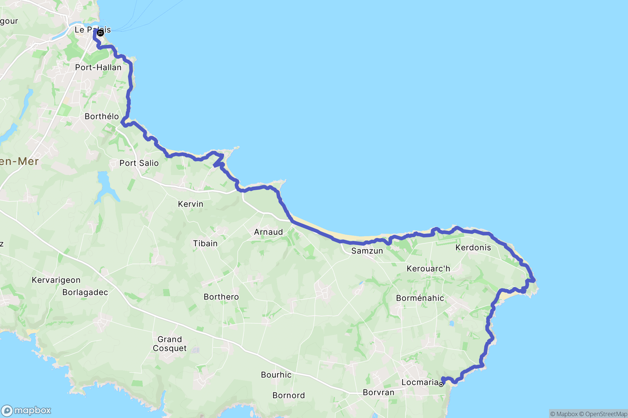 Locmaria : carte du parcours de randonnée - France