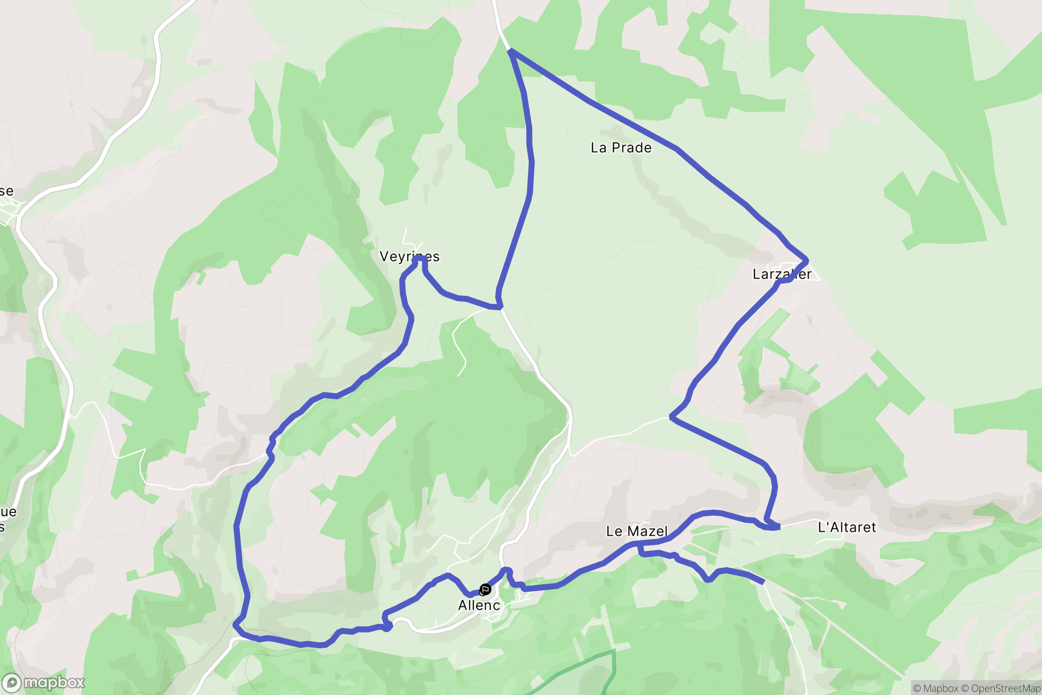 Allenc : carte du parcours de randonnée - France