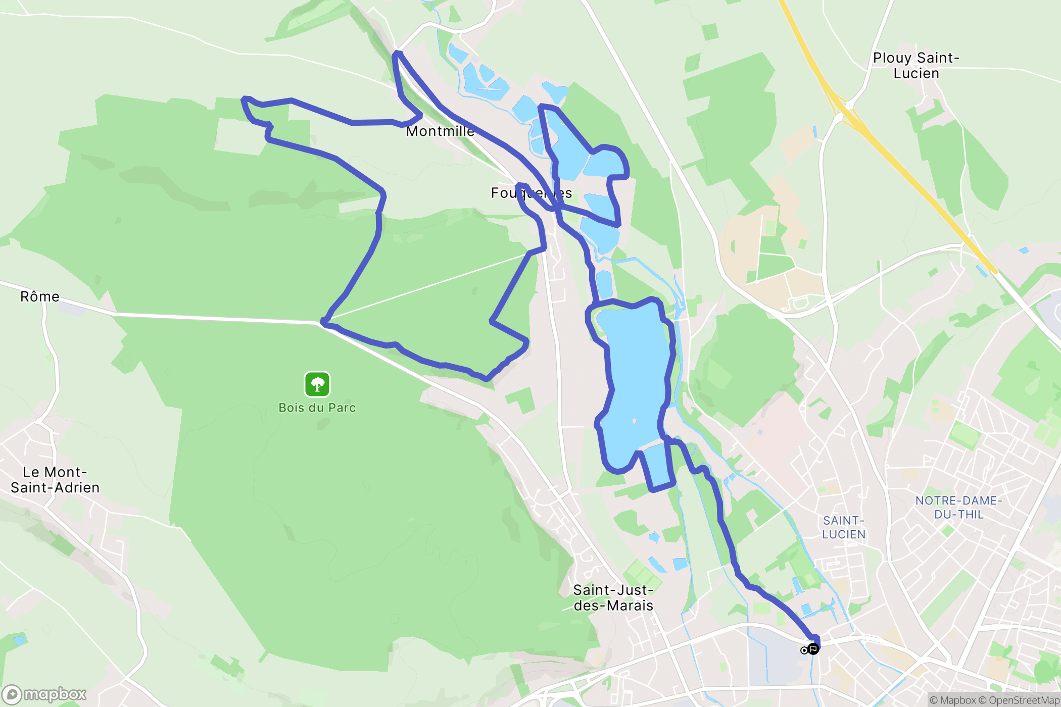 Beauvais : carte du parcours de randonnée - France