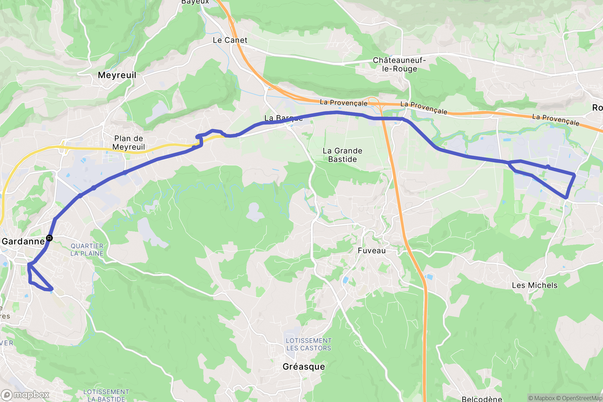 Gardanne : carte du parcours de randonnée - France