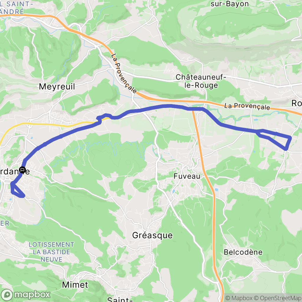 Gardanne : carte du parcours de randonnée - France
