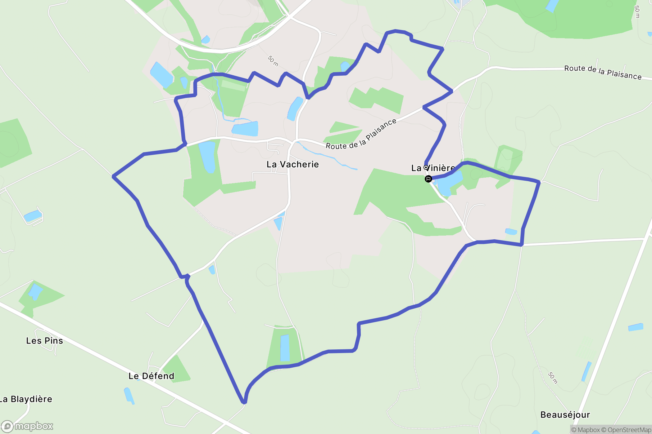 Beaulieu-Sous-la-Roche : carte du parcours de randonnée - France