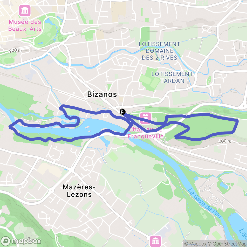 Bizanos : carte du parcours de randonnée - France