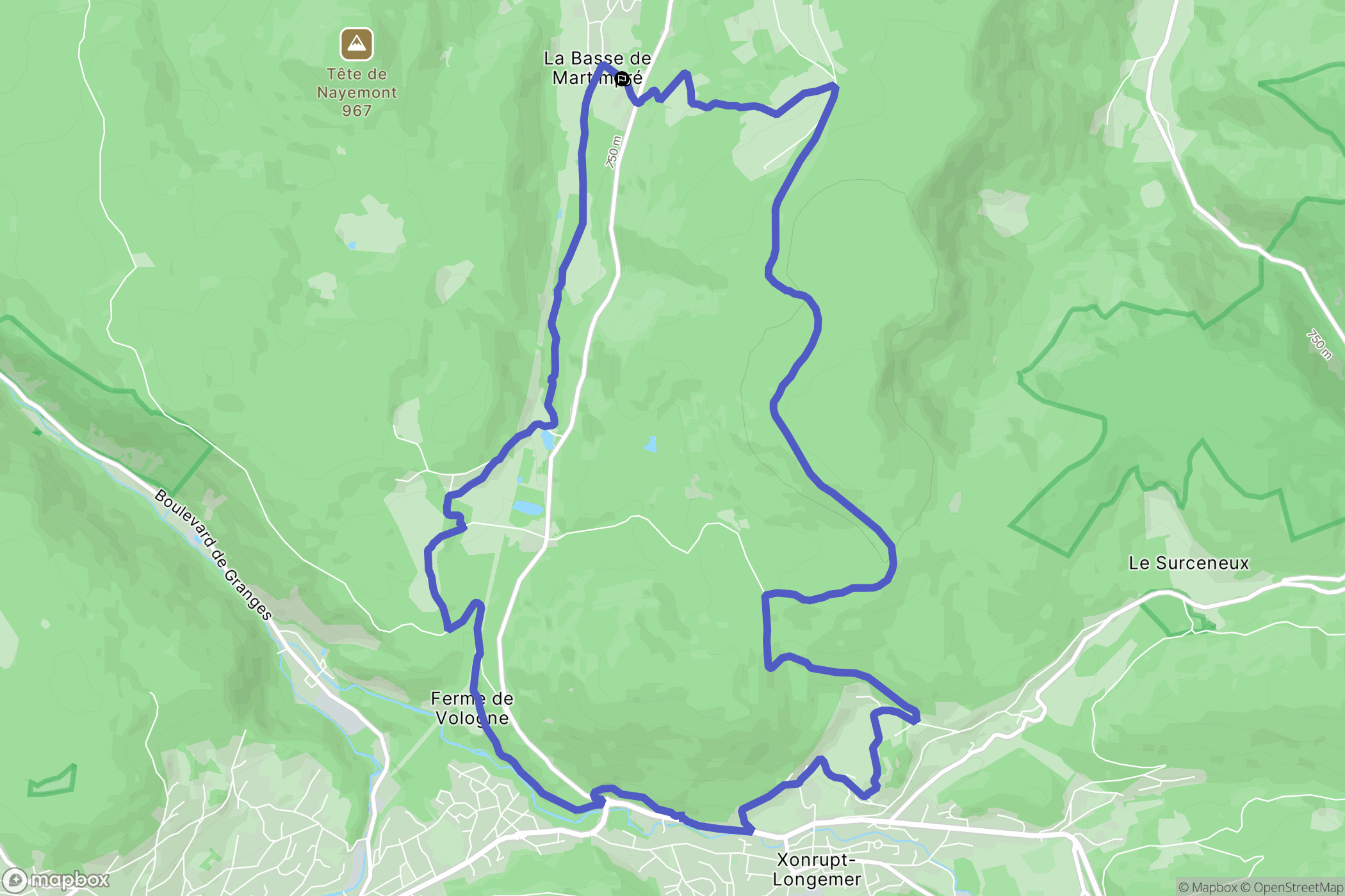 Gerbépal : carte du parcours de randonnée - France