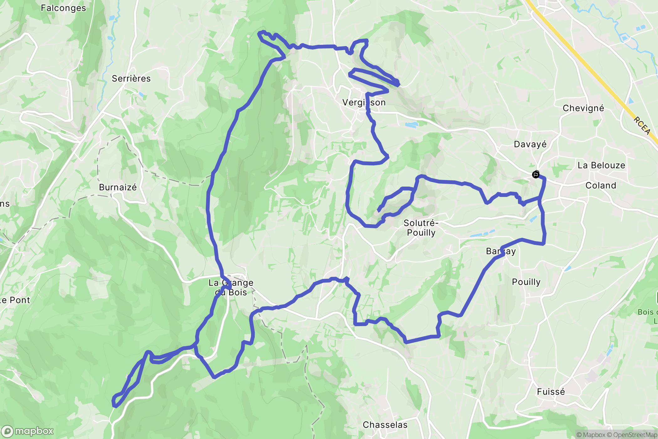 Davayé : carte du parcours de randonnée - France