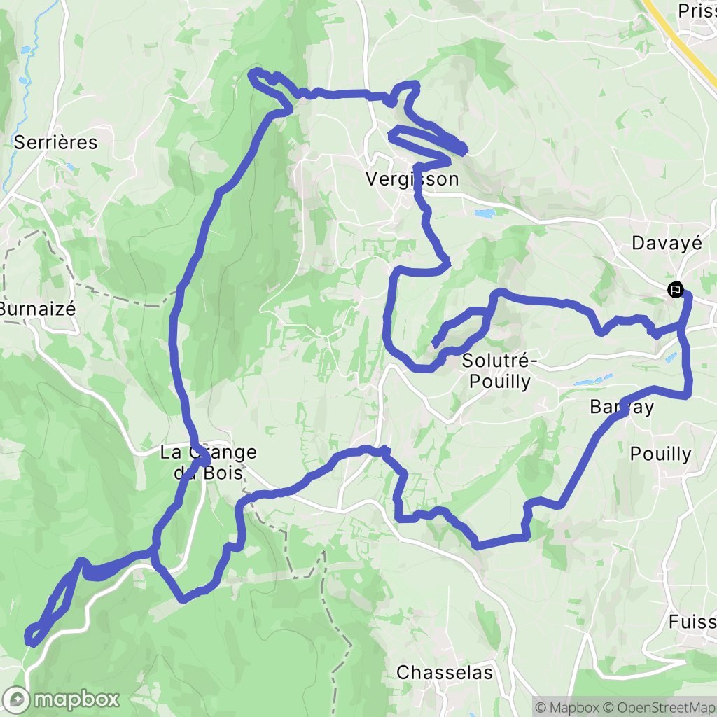 Davayé : carte du parcours de randonnée - France