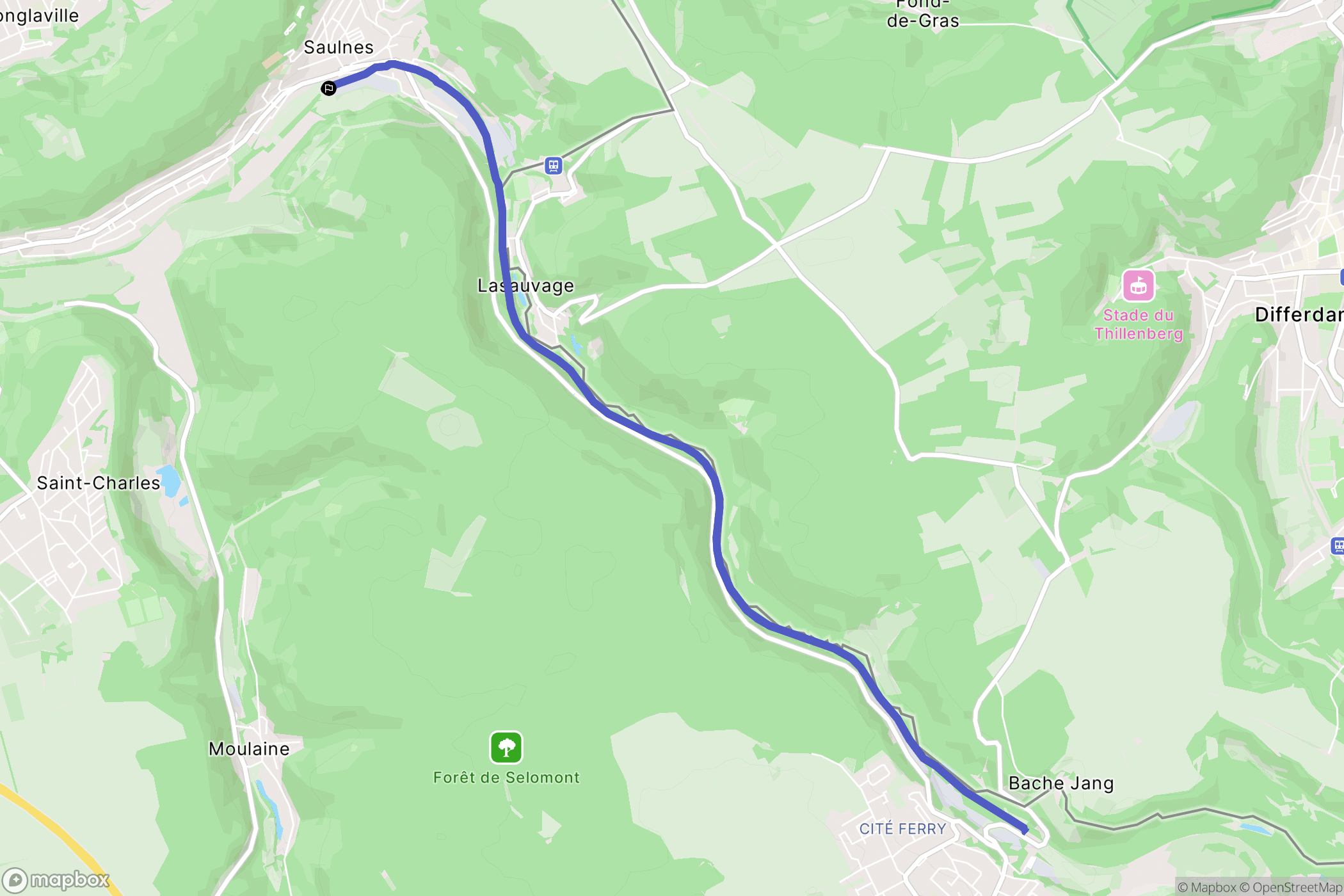 Saulnes : carte du parcours de randonnée - France