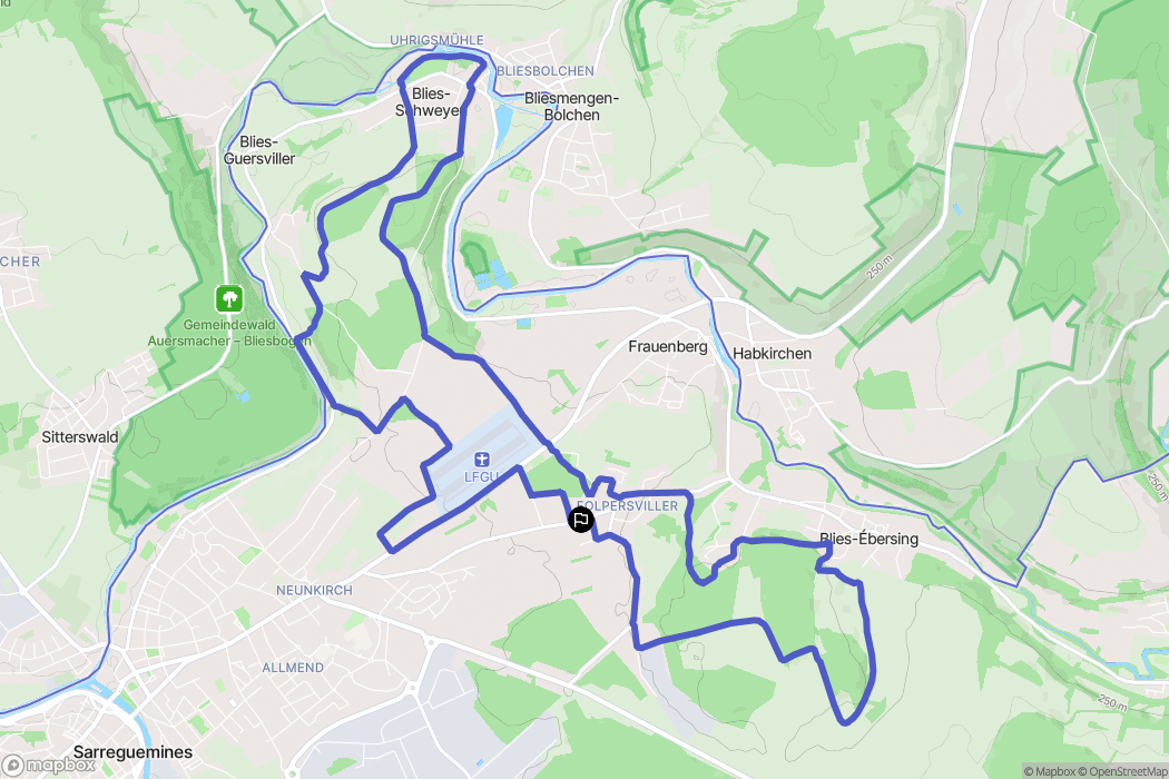 Sarreguemines : carte du parcours de randonnée - France