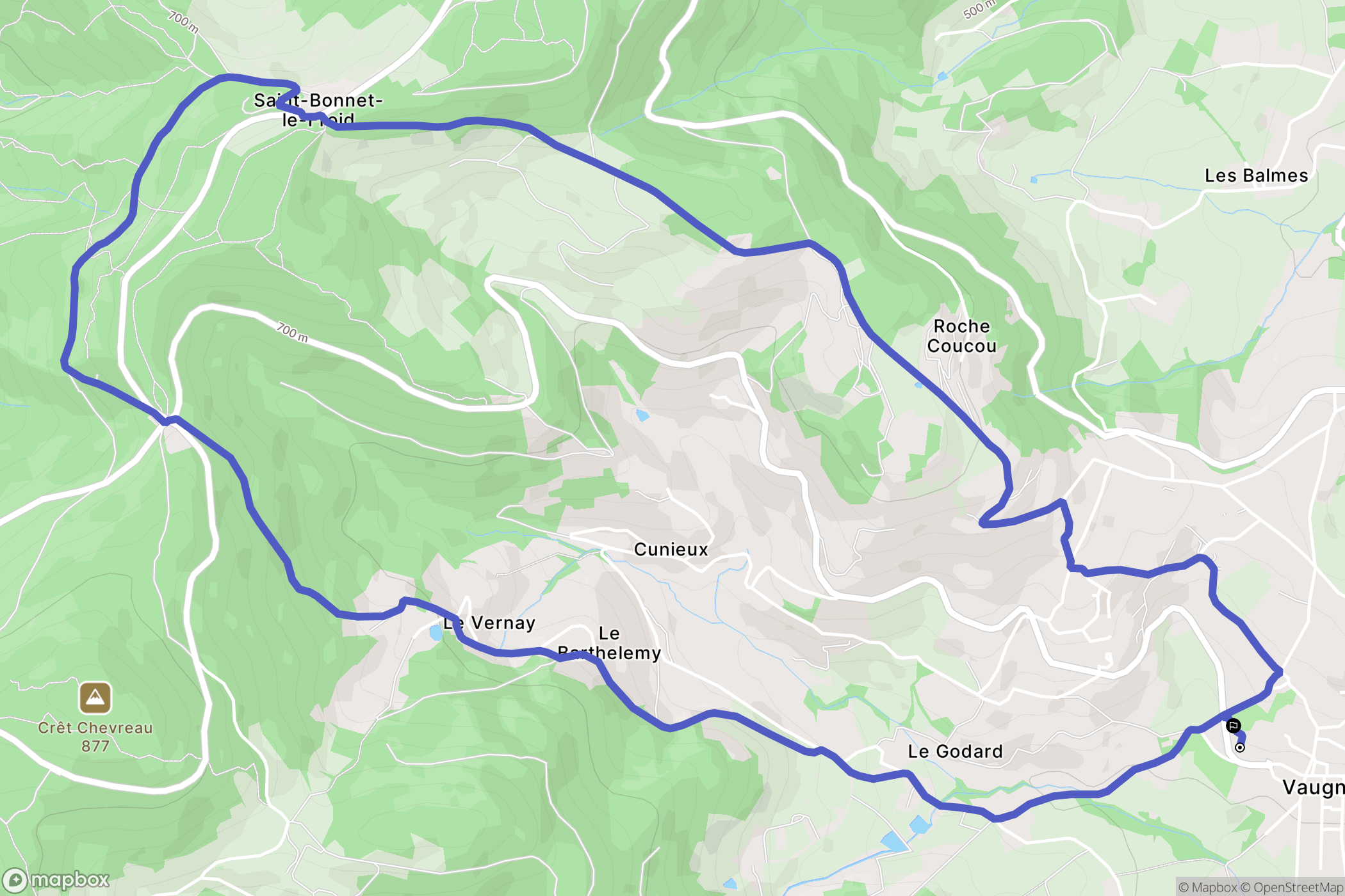 Vaugneray : carte du parcours de randonnée - France