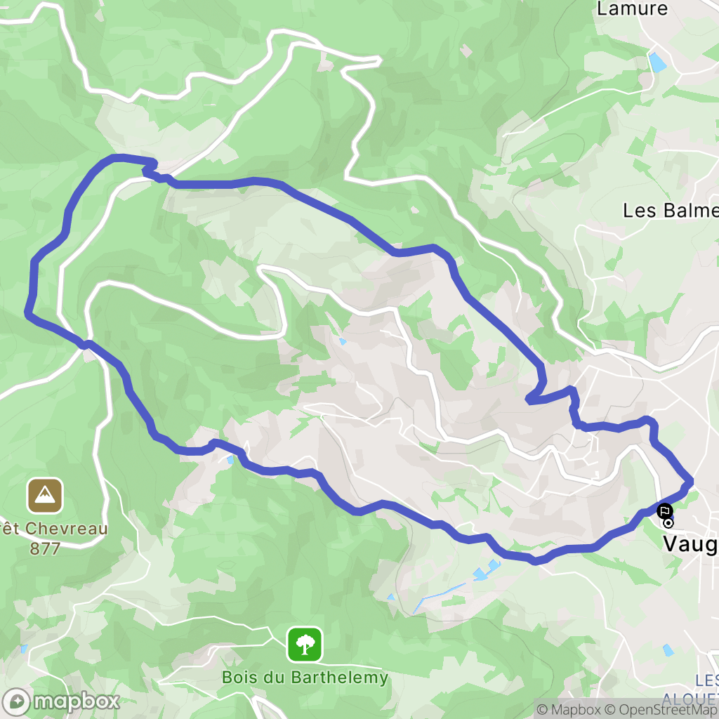 Vaugneray : carte du parcours de randonnée - France