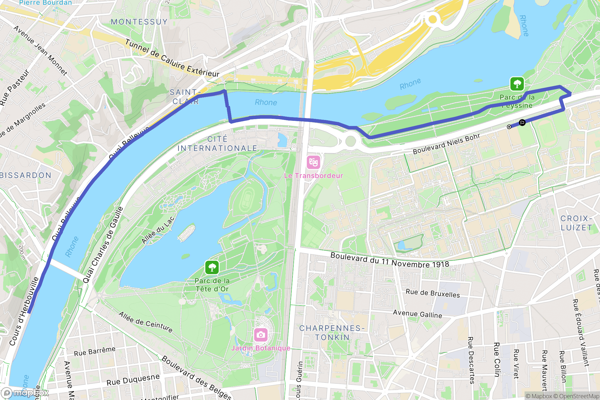 Villeurbanne : carte du parcours de randonnée - France