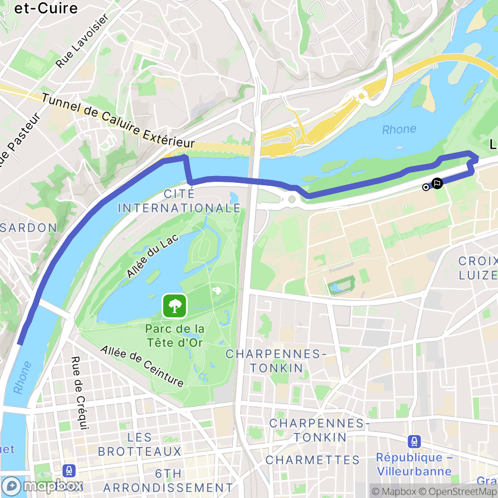 Villeurbanne : carte du parcours de randonnée - France