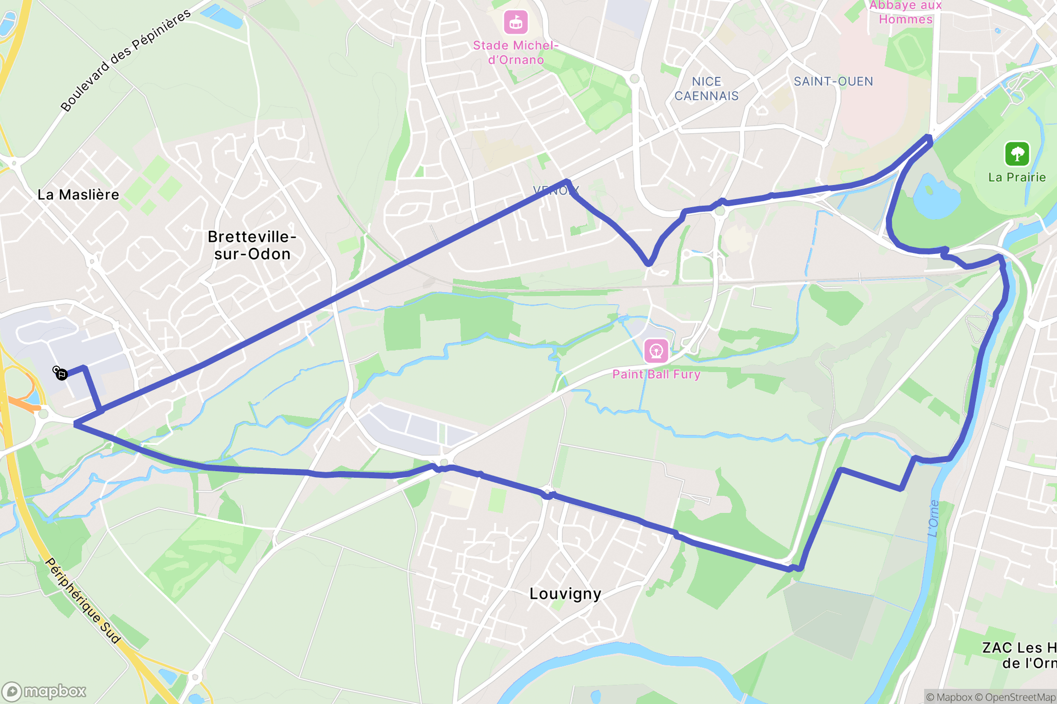 Bretteville-sur-Odon : carte du parcours de randonnée - France