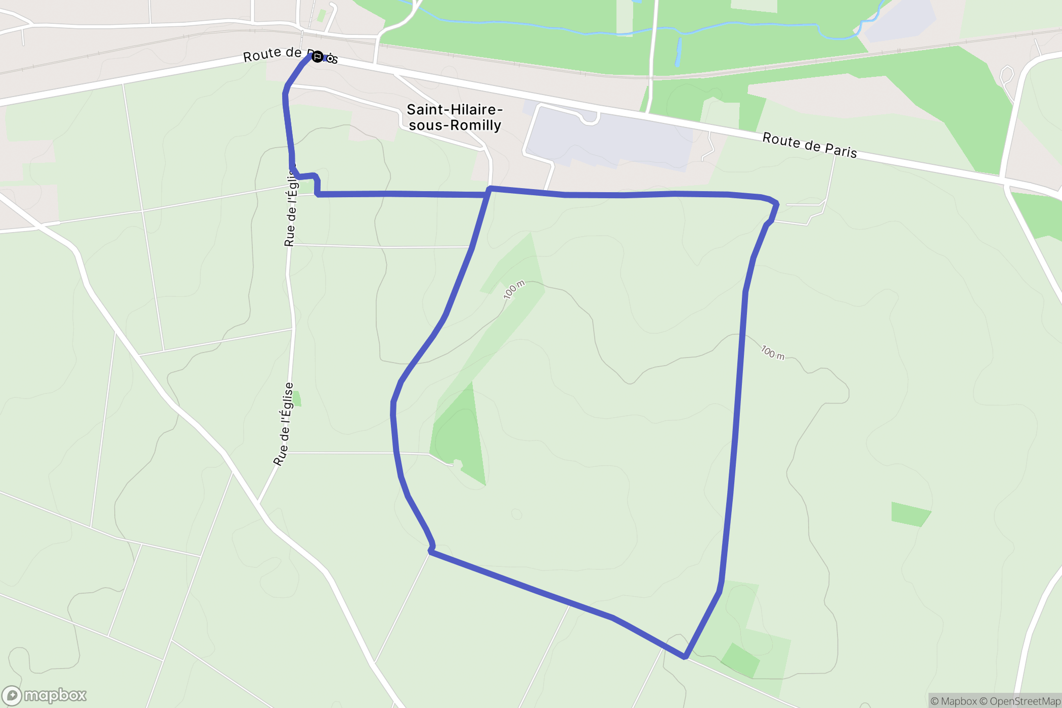 Saint-Hilaire-sous-Romilly : carte du parcours de randonnée - France