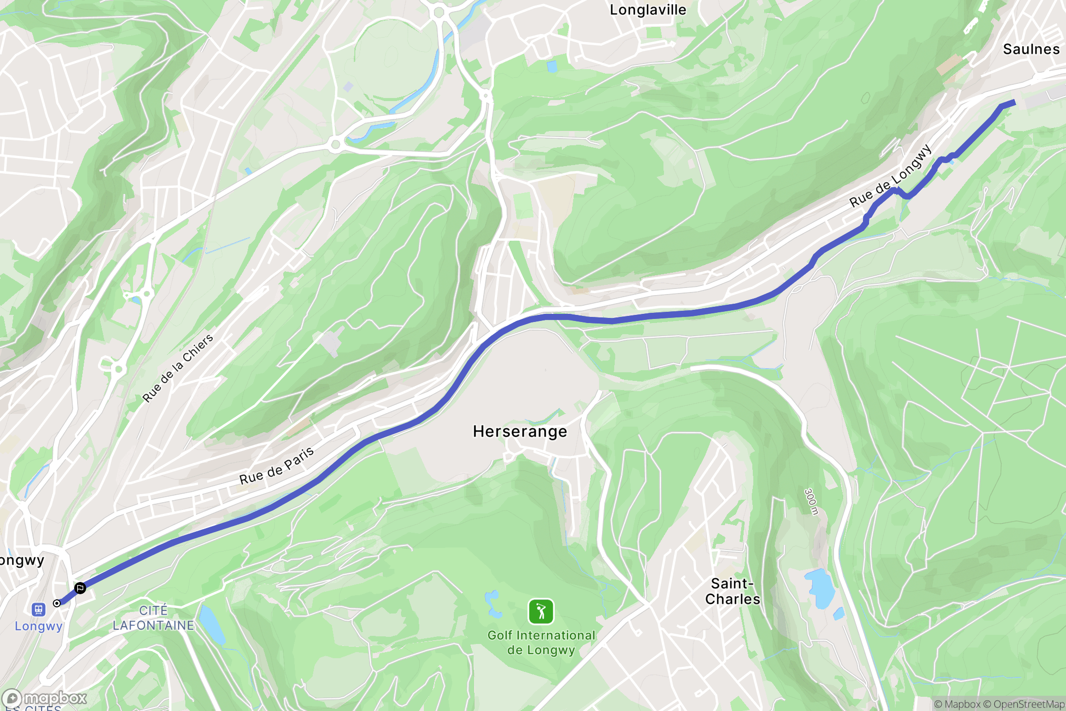 Longwy : carte du parcours de randonnée - France