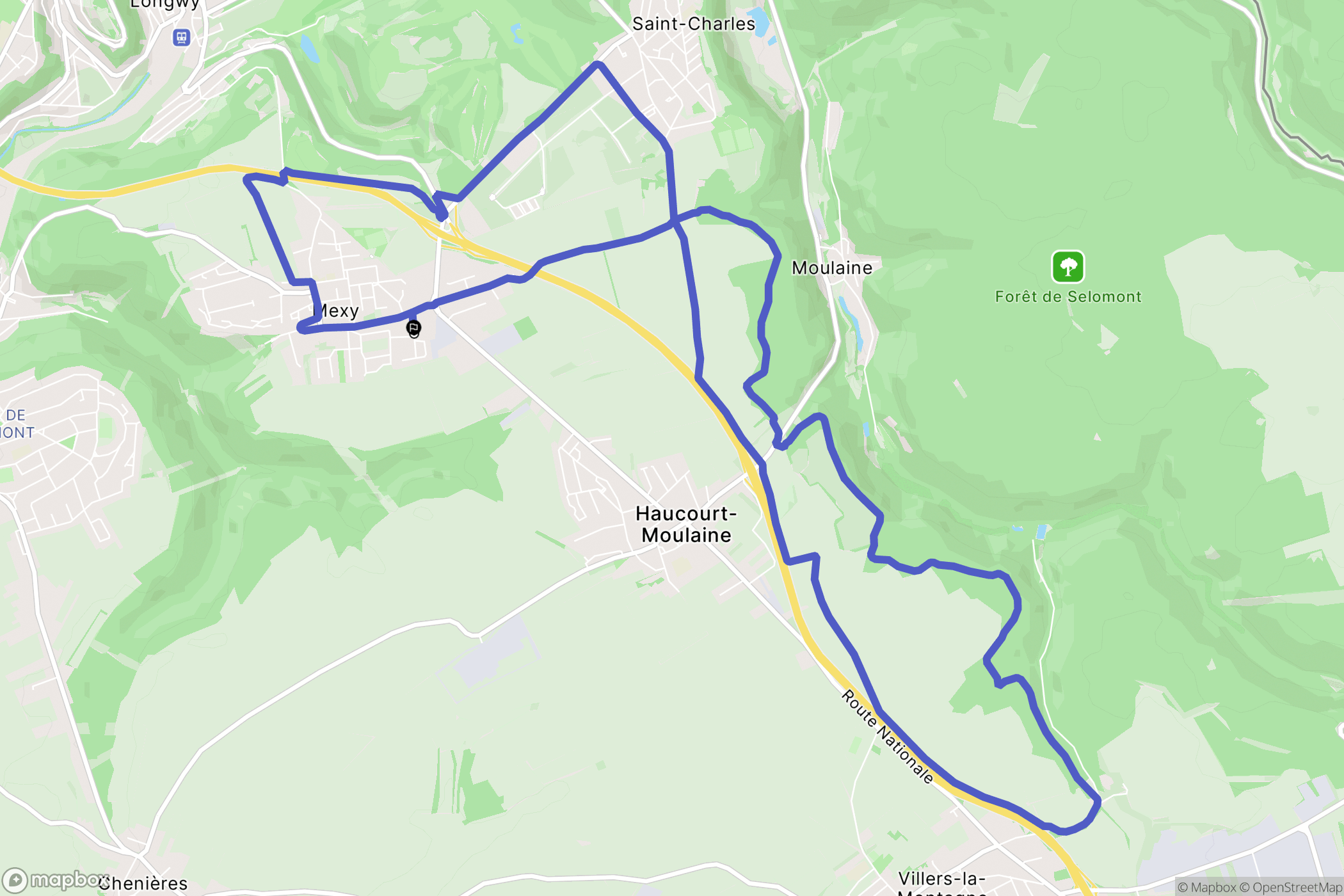 Mexy : carte du parcours de randonnée - France