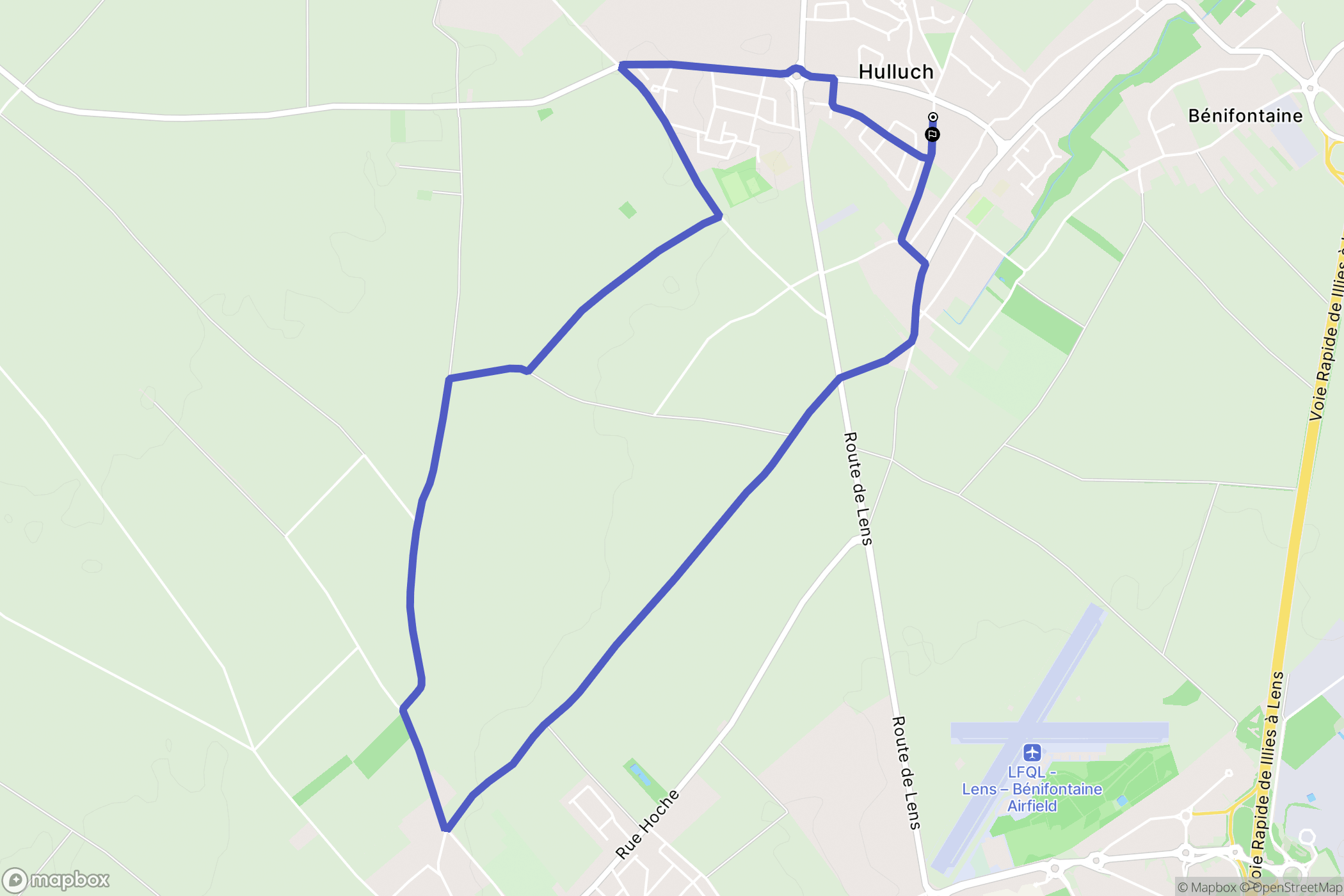 Hulluch : carte du parcours de randonnée - France