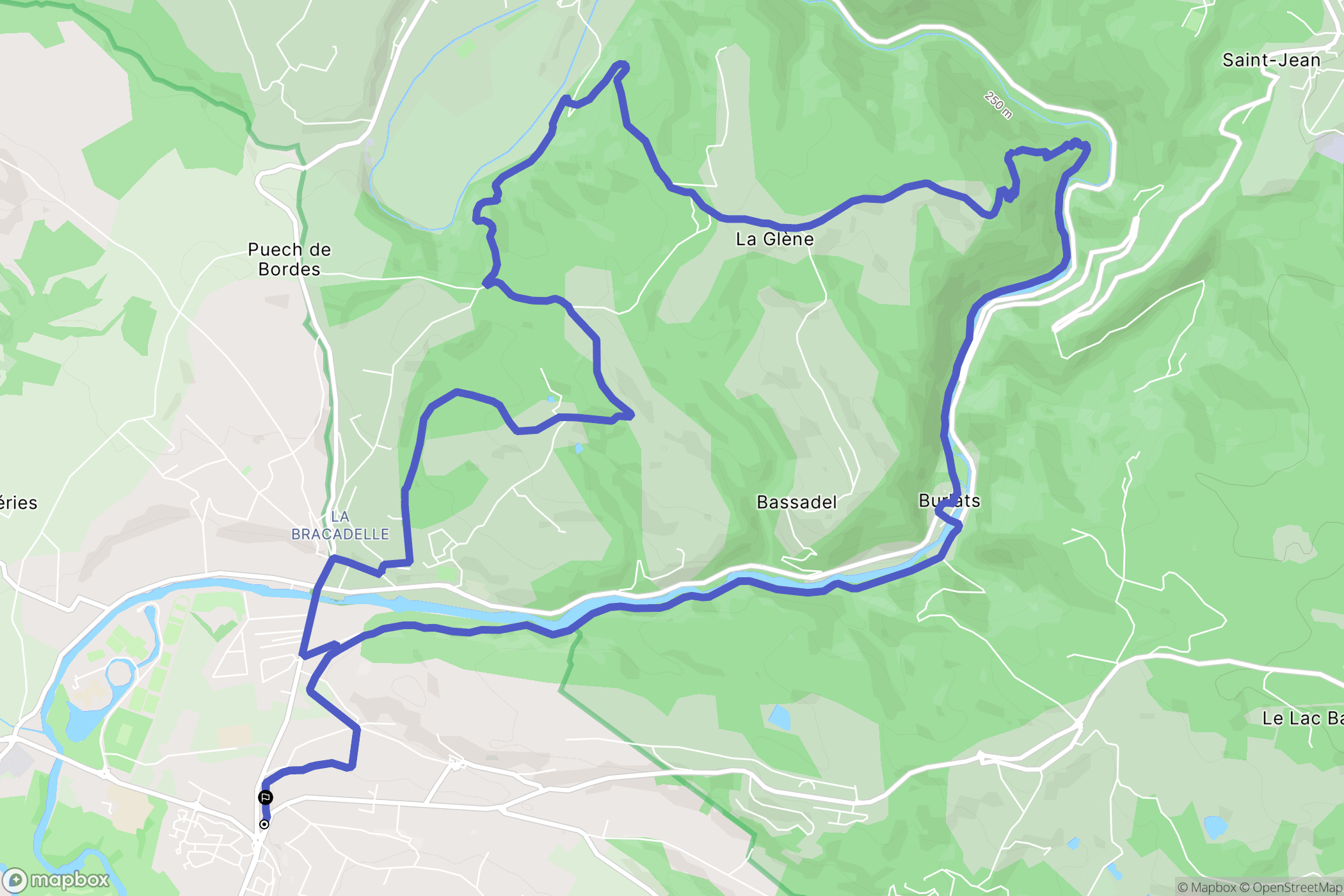 Castres : carte du parcours de randonnée - France