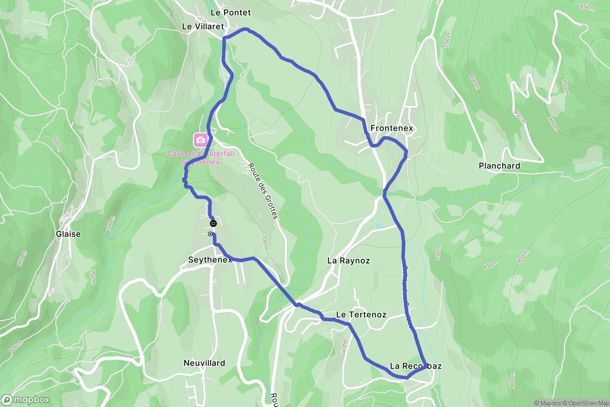 Faverges : carte du parcours de randonnée - France