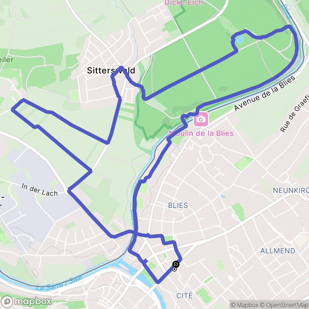 Sarreguemines : carte du parcours de randonnée - France