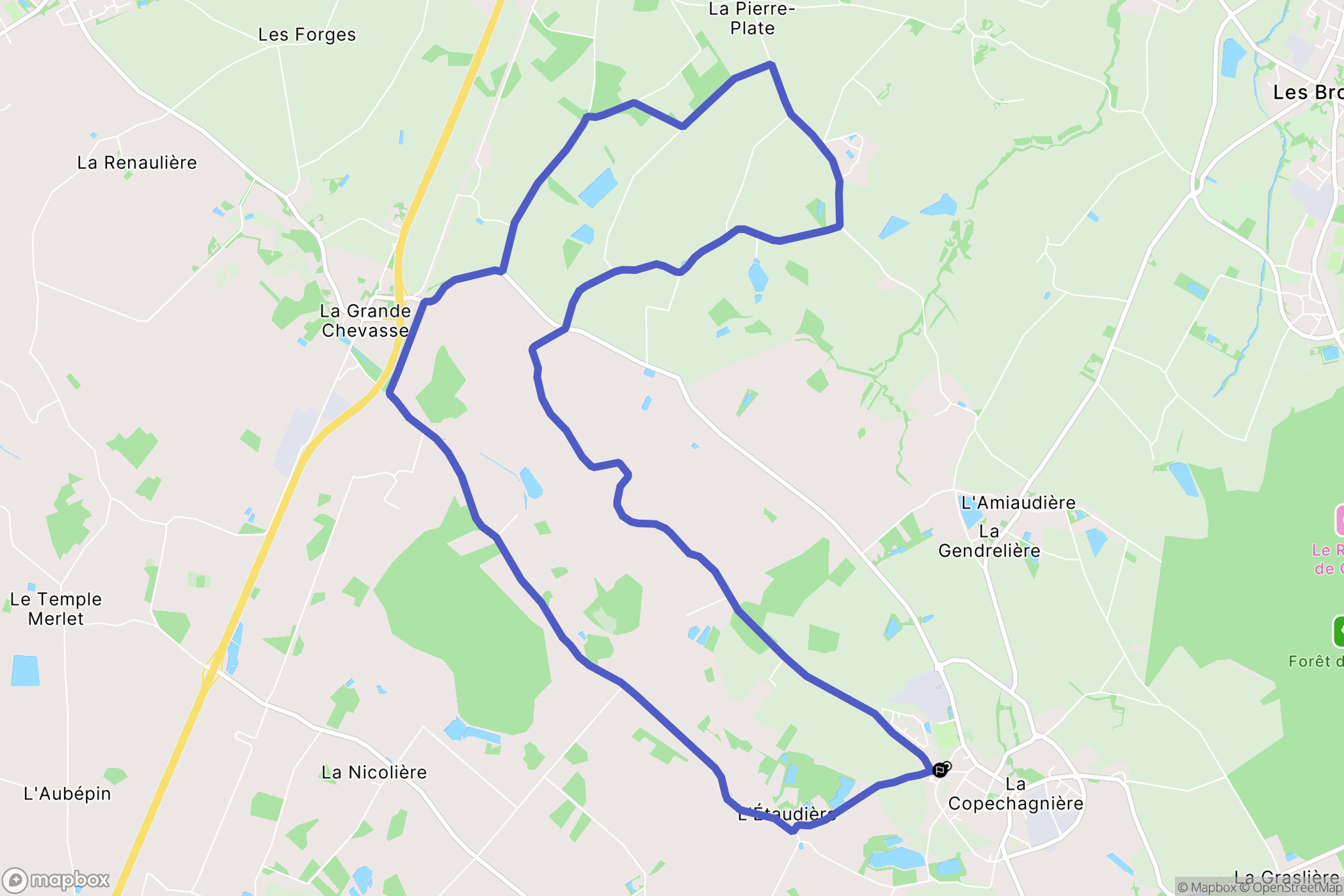 La Copechagnière : carte du parcours de randonnée - France