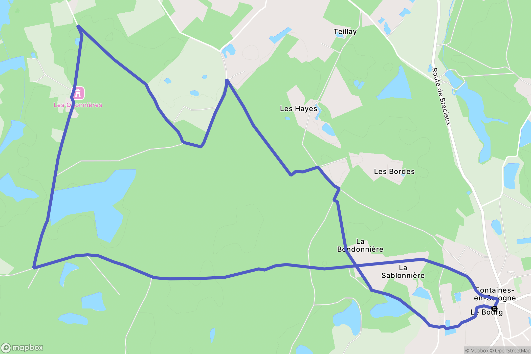 Fontaines-en-Sologne : carte du parcours de randonnée - France