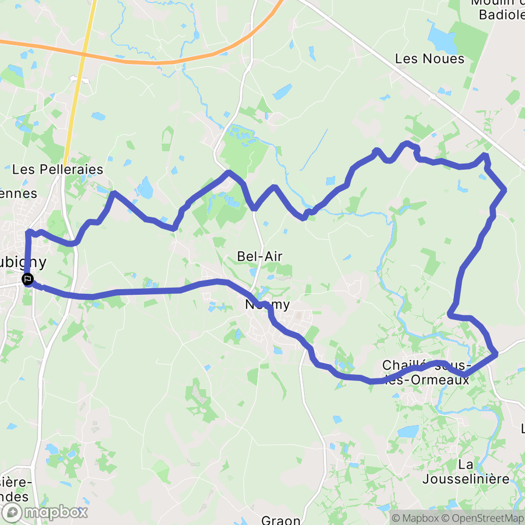 Aubigny-Les Clouzeaux : carte du parcours de randonnée - France