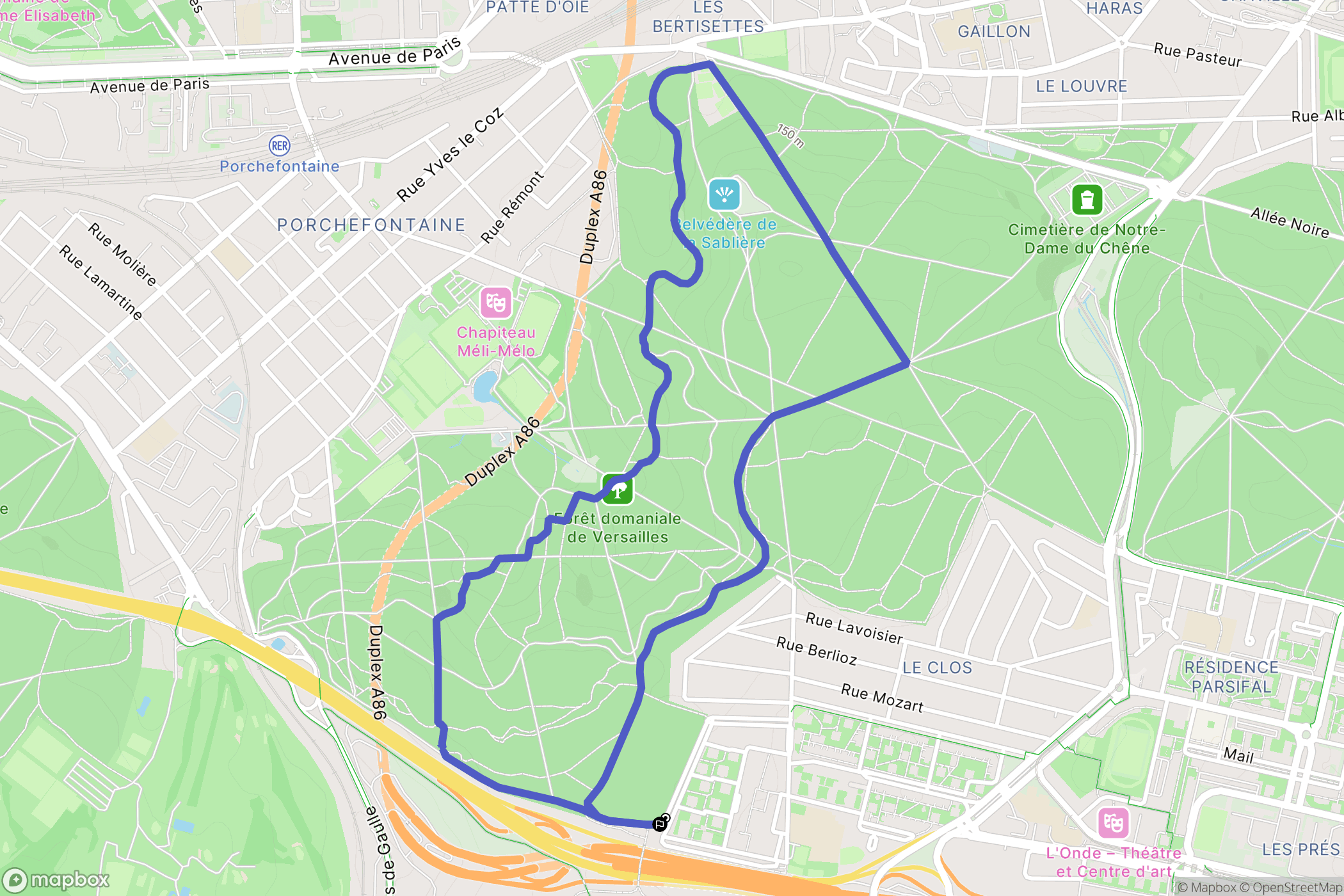 Vélizy-Villacoublay : carte du parcours de randonnée - France