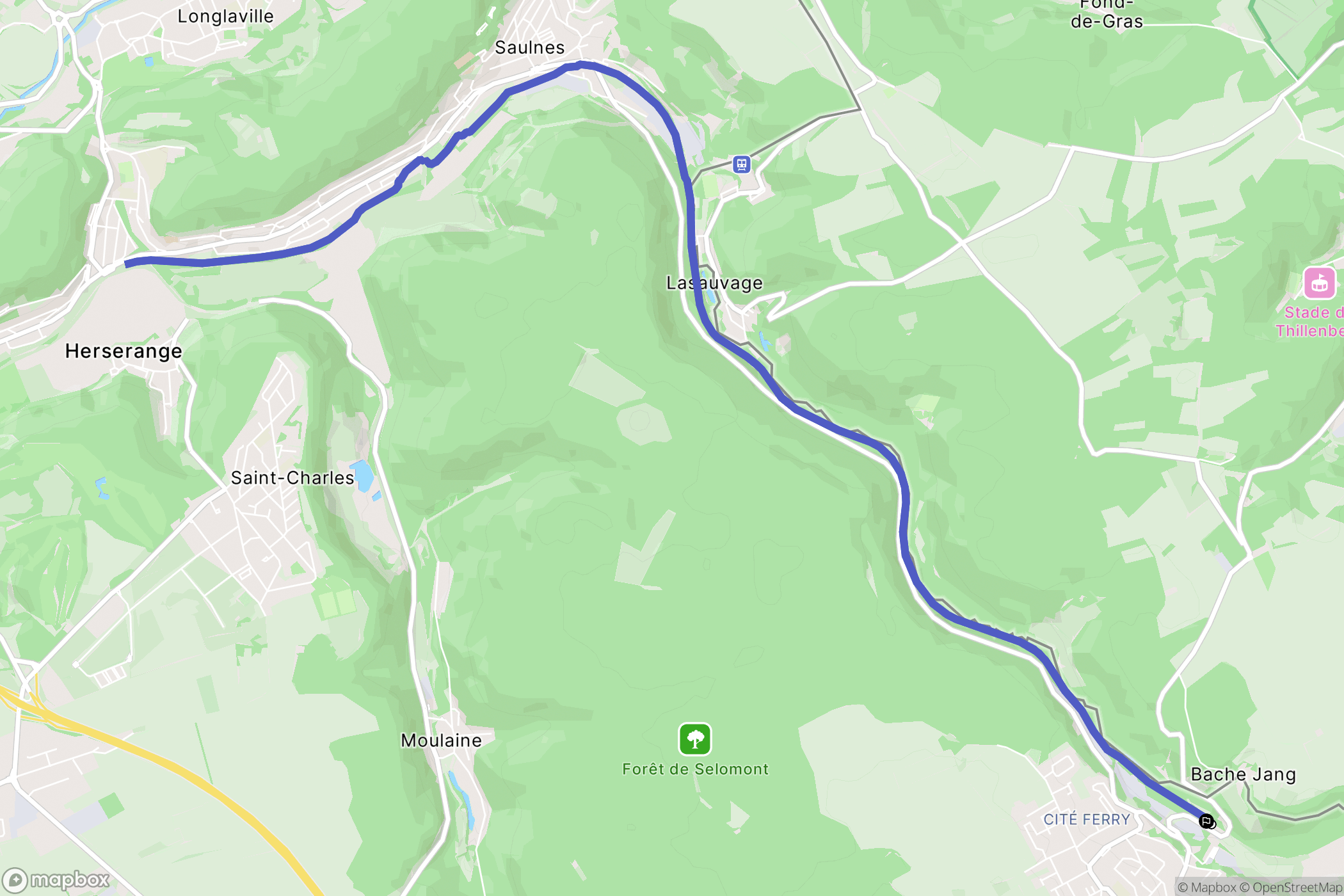 Hussigny-Godbrange : carte du parcours de randonnée - France