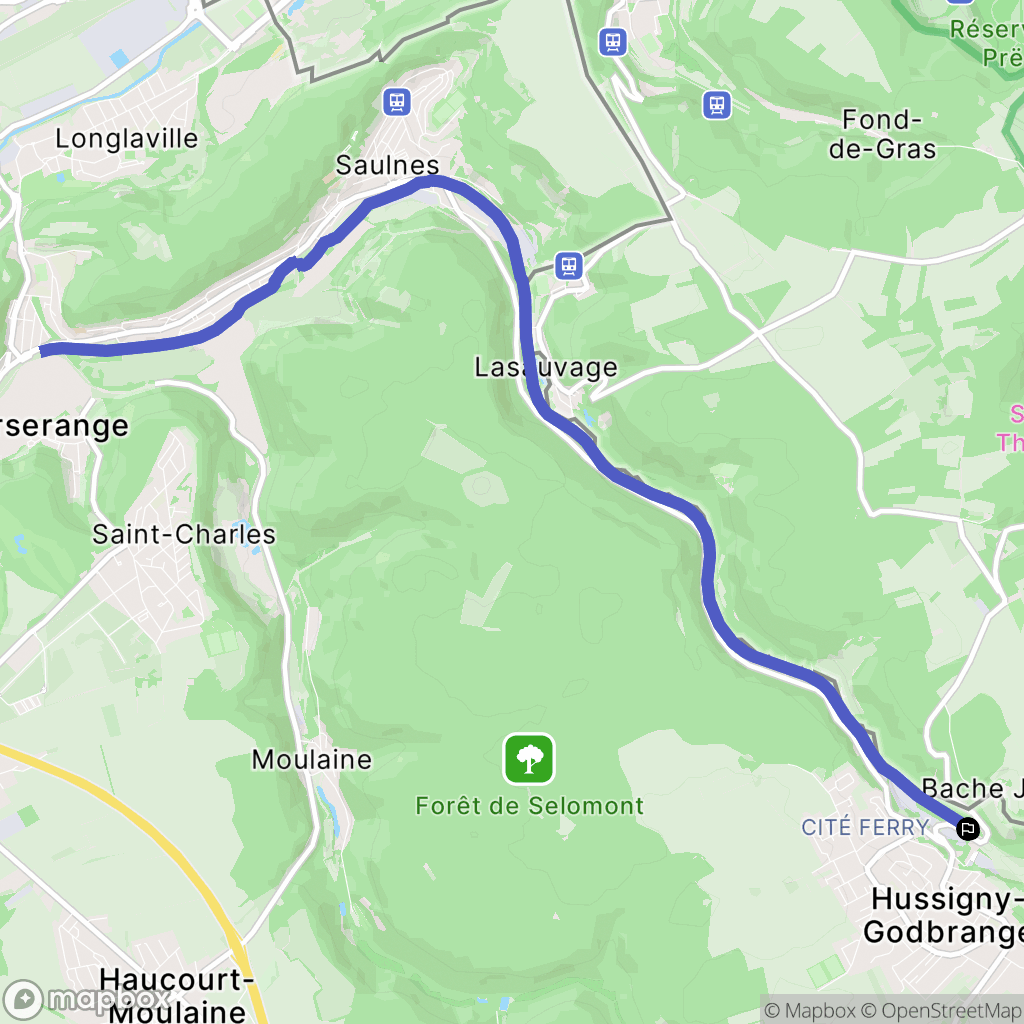 Hussigny-Godbrange : carte du parcours de randonnée - France