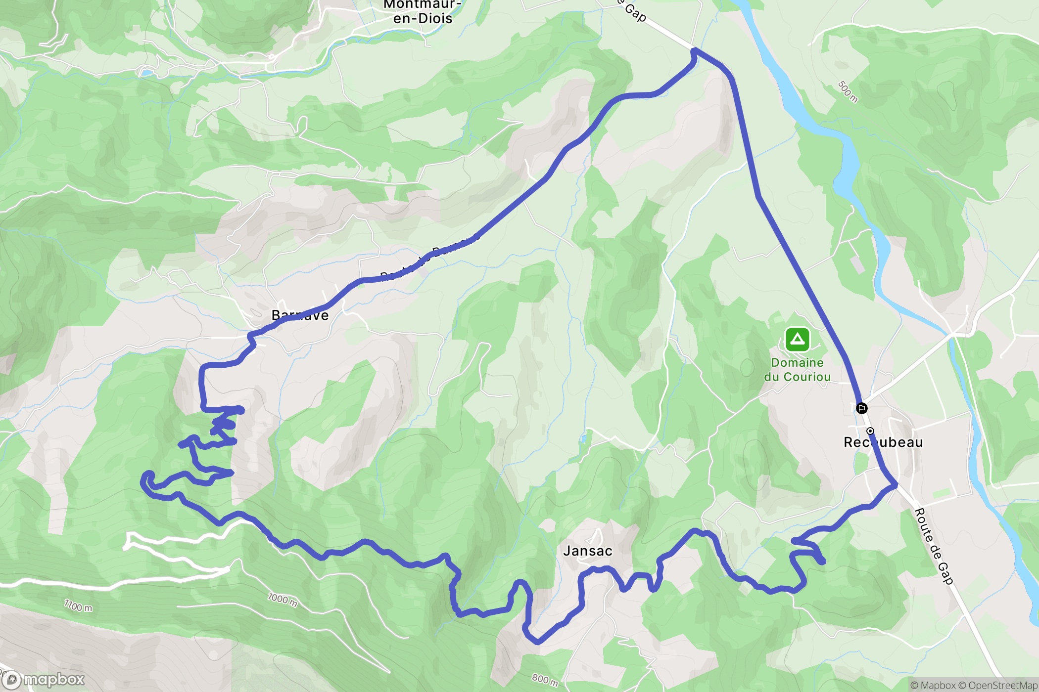 Recoubeau-Jansac : carte du parcours de randonnée - France