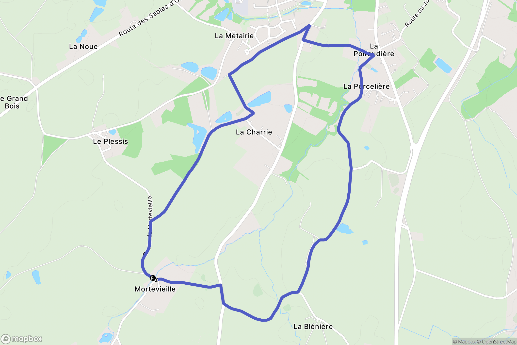 Aubigny-Les Clouzeaux : carte du parcours de randonnée - France