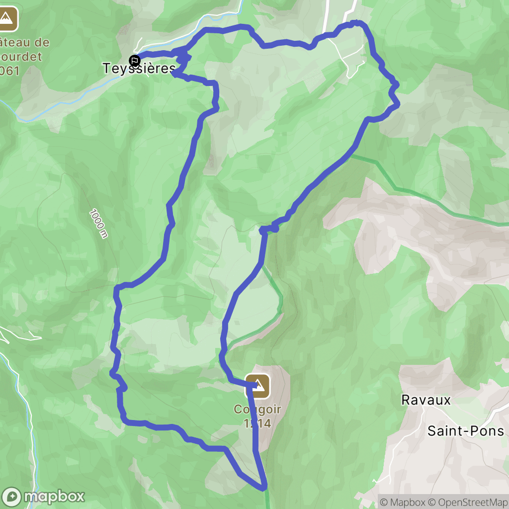 Teyssiéres : carte du parcours de randonnée - France