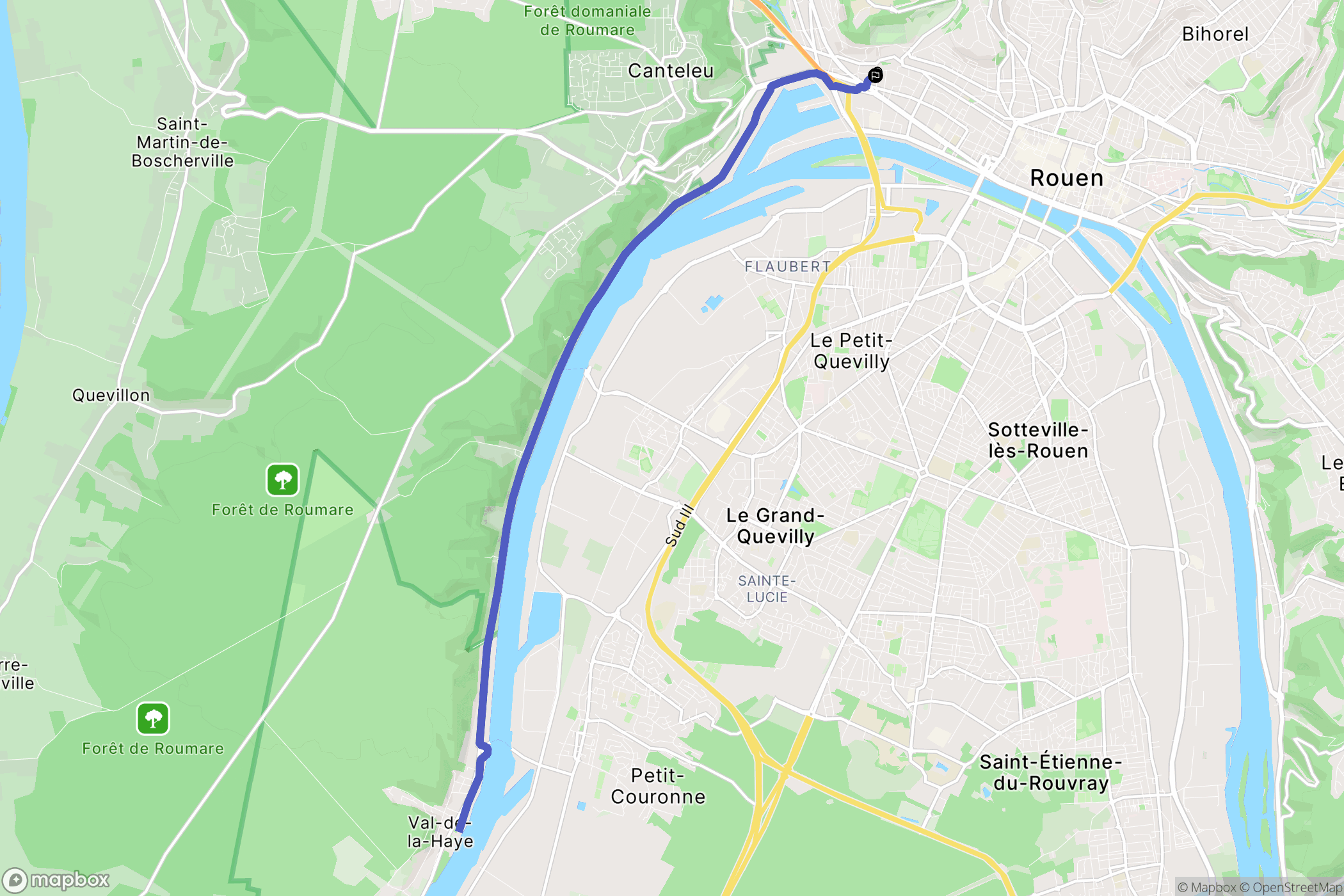 Rouen : carte du parcours de randonnée - France