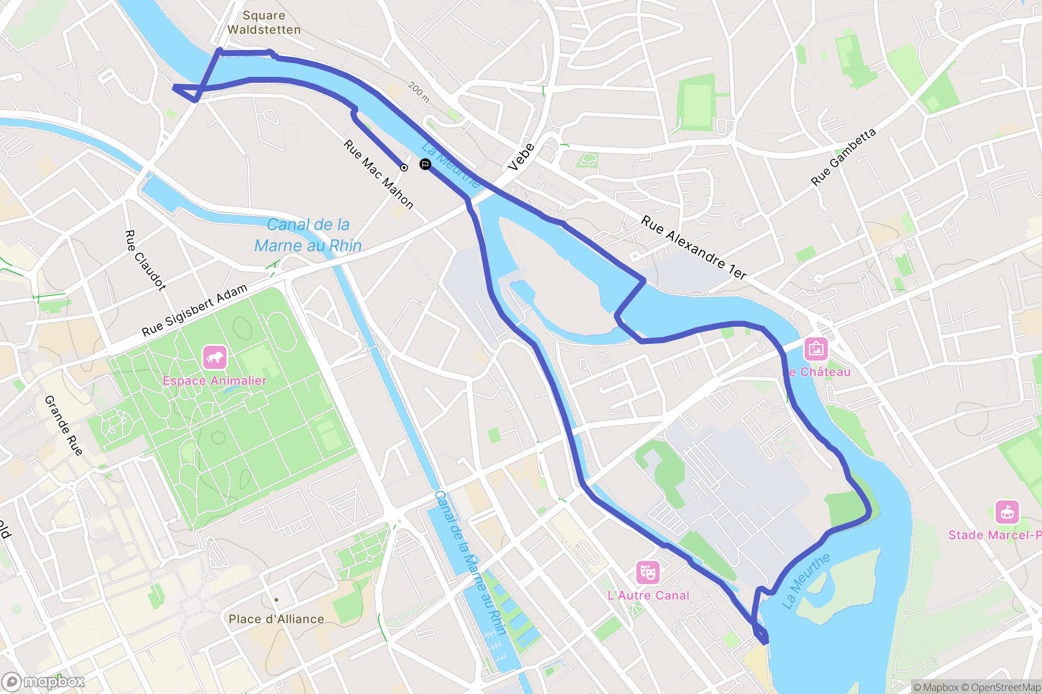 Nancy : carte du parcours de randonnée - France