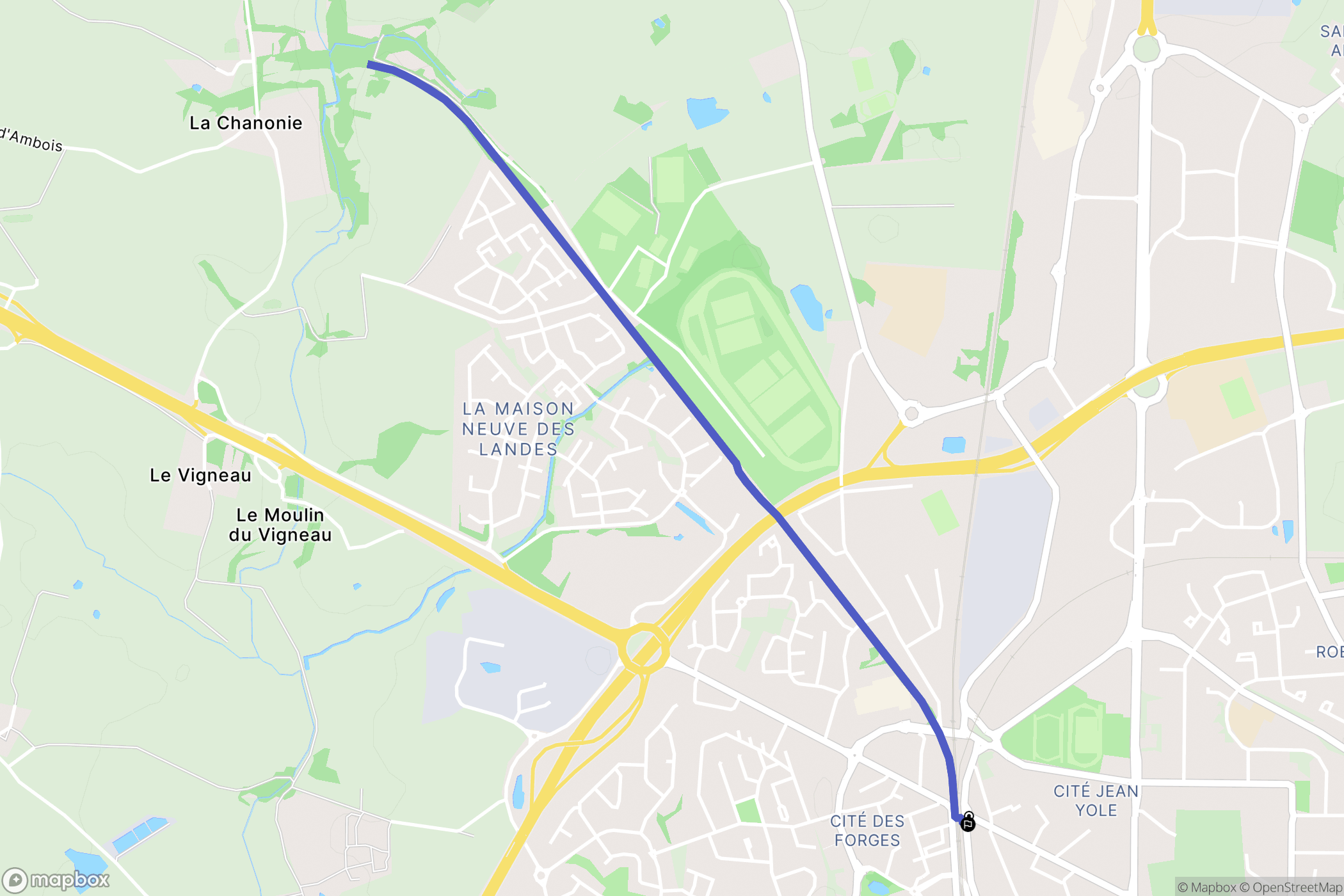 La Roche-sur-Yon : carte du parcours de randonnée - France
