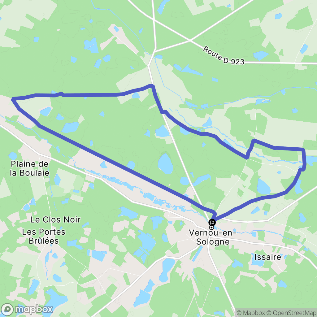 Vernou-en-Sologne : carte du parcours de randonnée - France