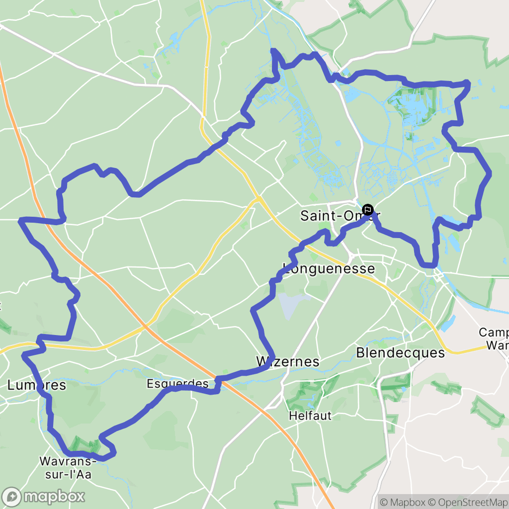 Saint-Omer : carte du parcours de randonnée - France