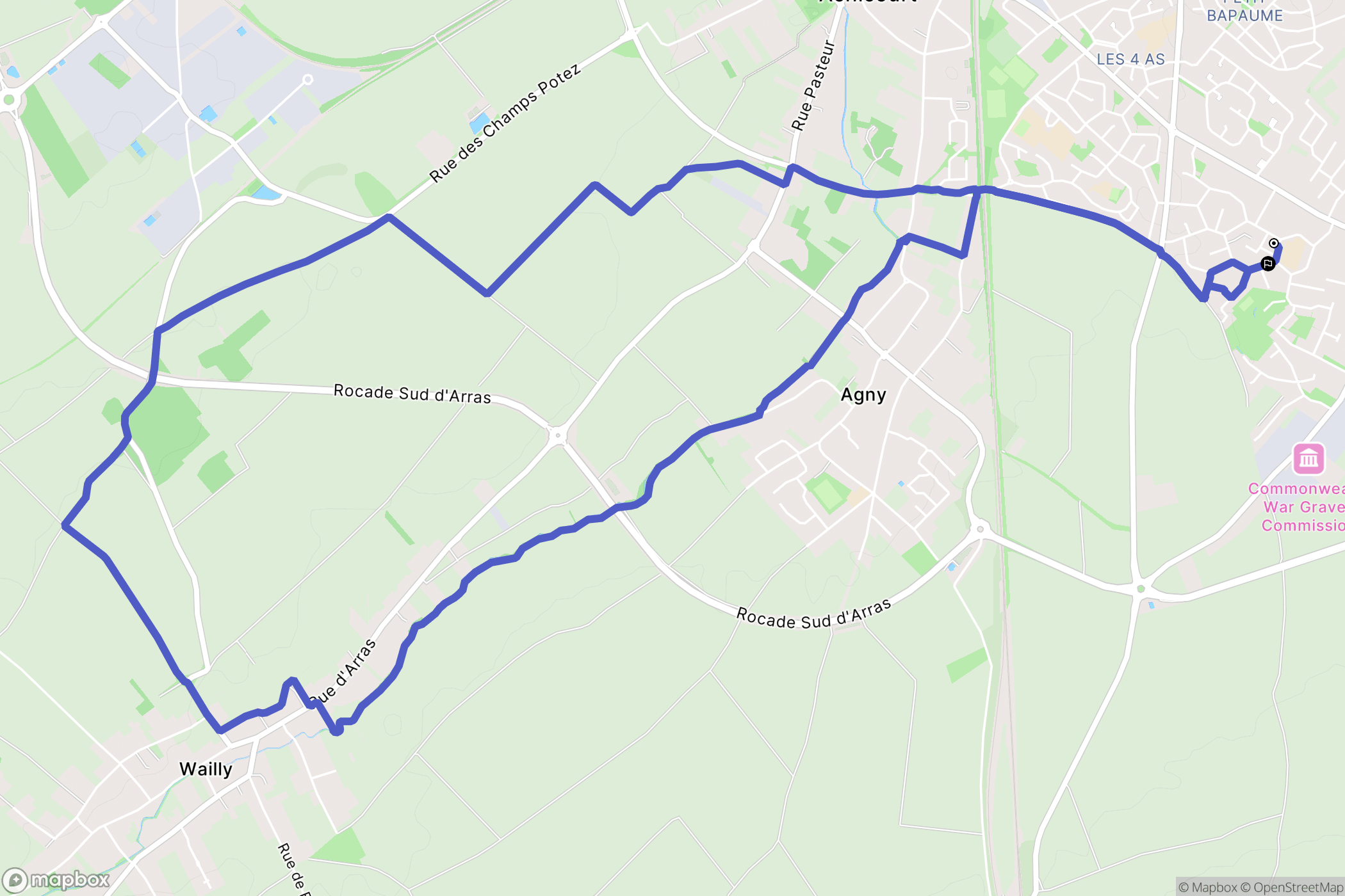 Beaurains : carte du parcours de randonnée - France