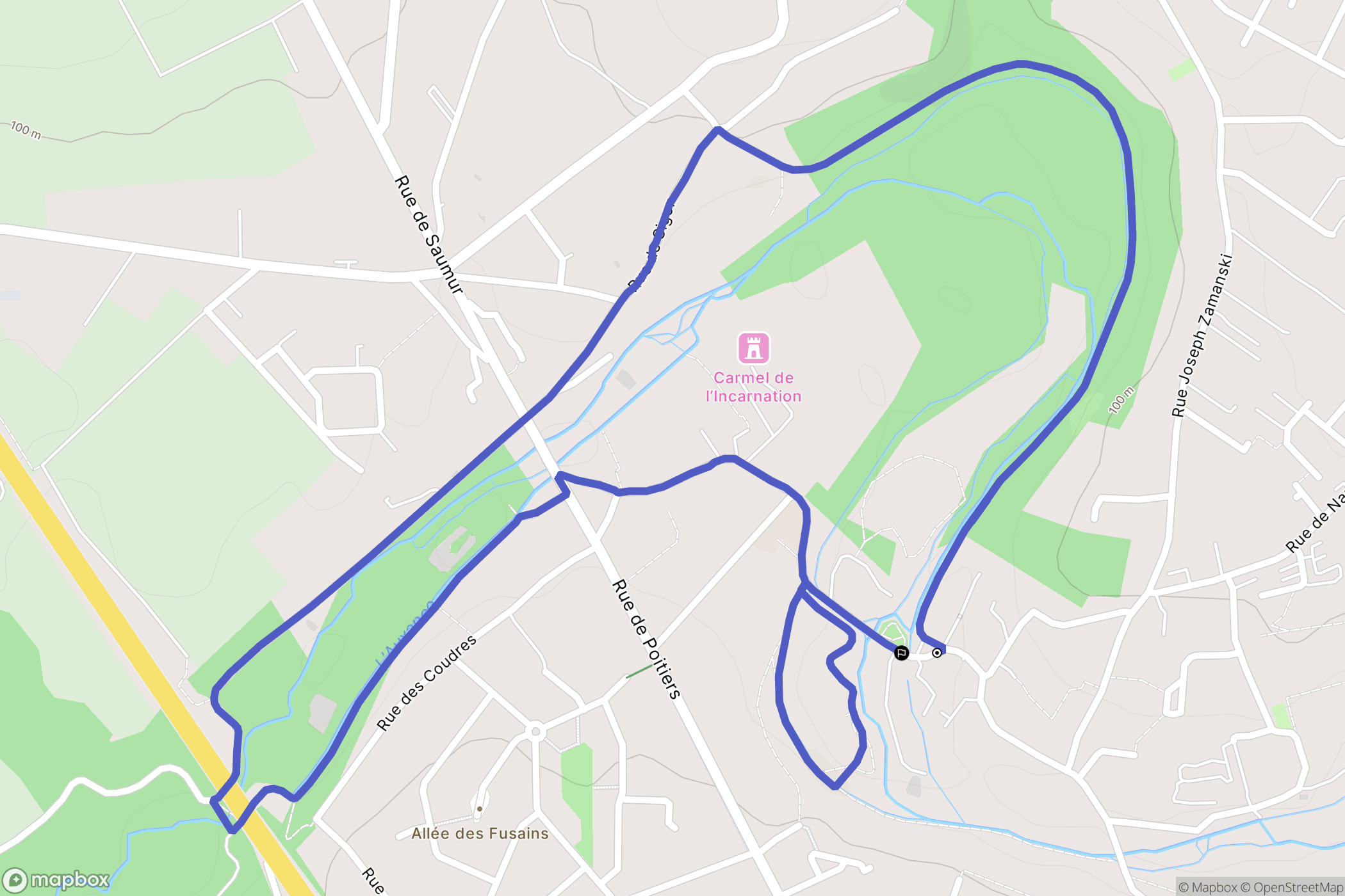 Migné-Auxances : carte du parcours de randonnée - France