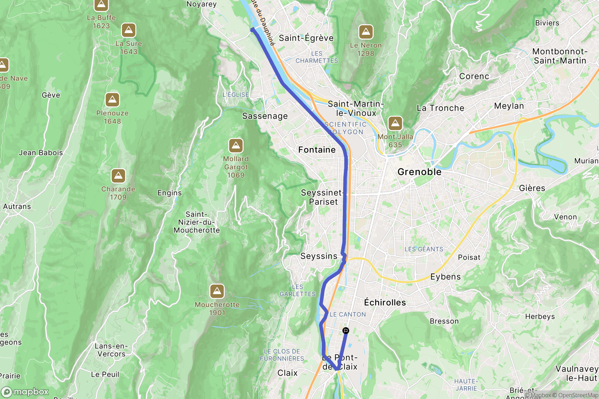 Le Pont-de-Claix : carte du parcours de randonnée - France