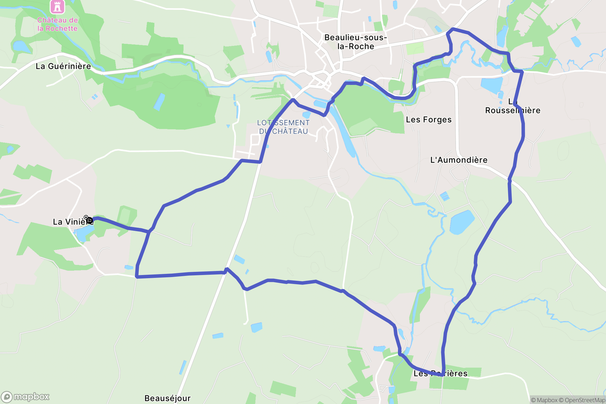 Beaulieu-Sous-la-Roche : carte du parcours de randonnée - France