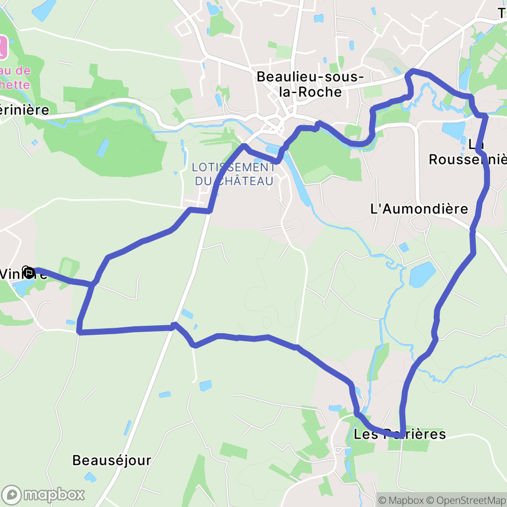 Beaulieu-Sous-la-Roche : carte du parcours de randonnée - France