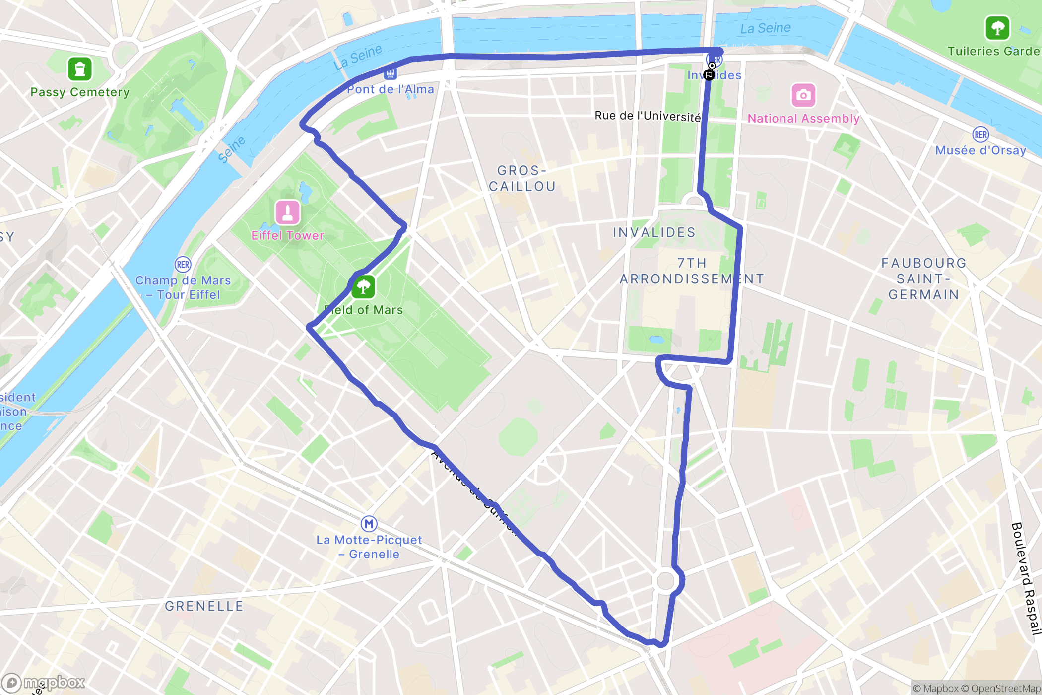 Paris : carte du parcours de randonnée - France