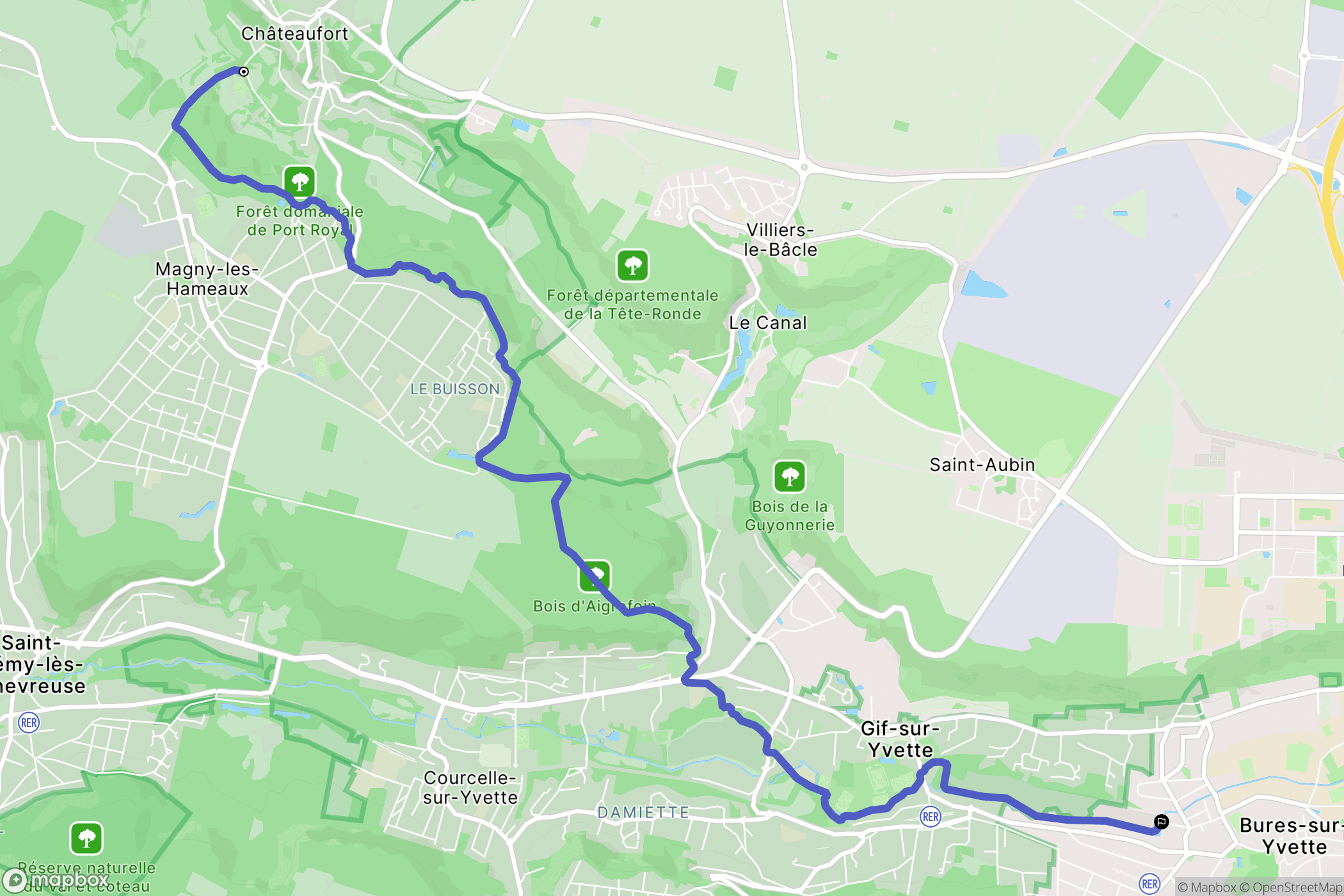 Châteaufort : carte du parcours de randonnée - France