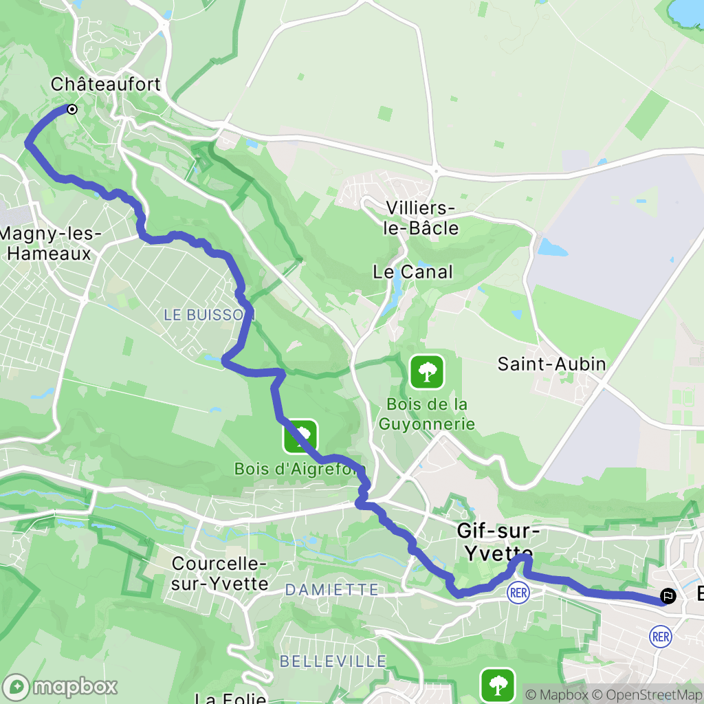 Châteaufort : carte du parcours de randonnée - France